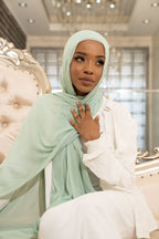 Soft Crinkle shawl & cap (jade)